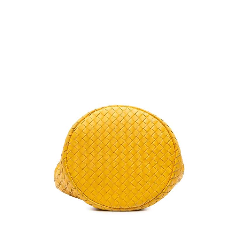 Bottega Veneta Nappa Intrecciato Bucket Bag Yellow Leather Good condition - Inside View