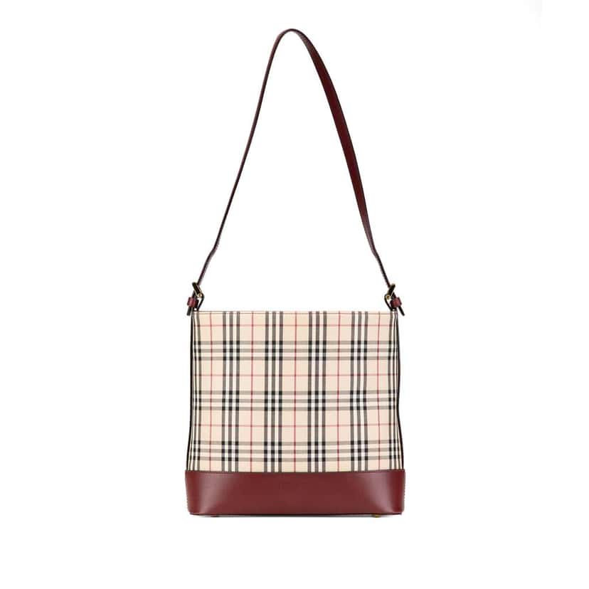 Burberry House Check Canvas Shoulder Bag Brown Canvas Good condition - Front View