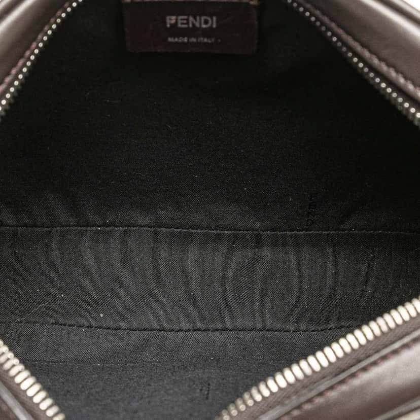 Fendi Shiny Glazed Fabric FF 1974 Logo Camera Bag Brown Canvas Good condition - Model View