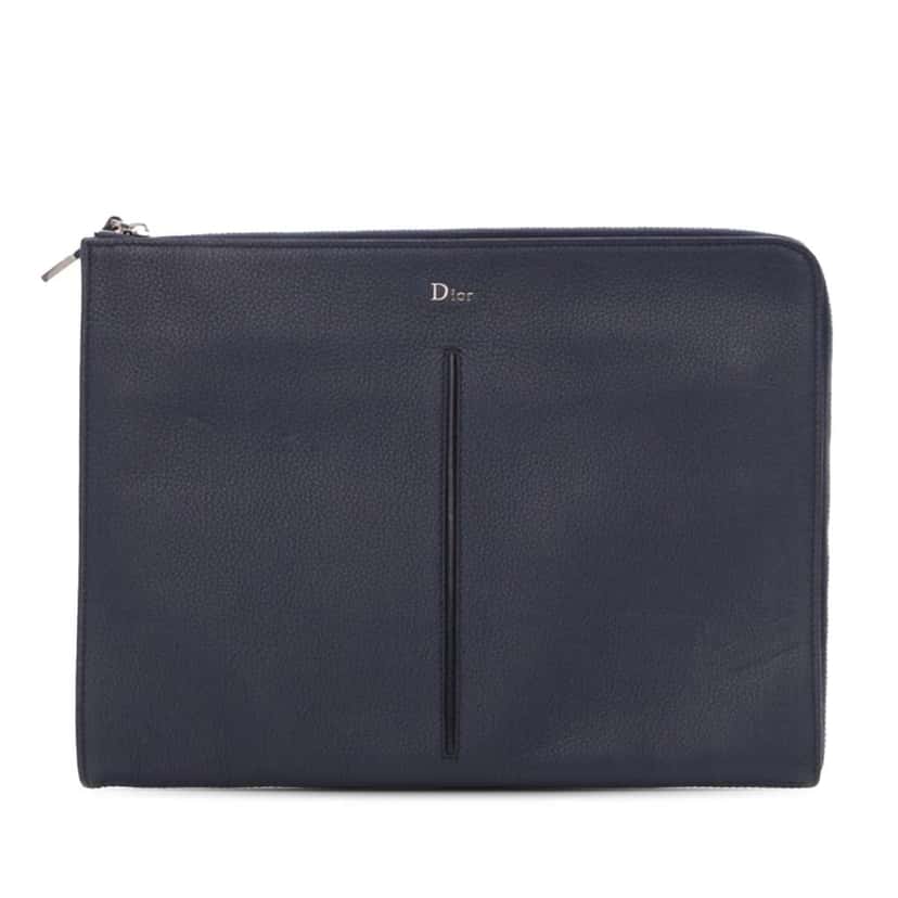 Dior Leather Document Case Blue Leather Good condition - Front View