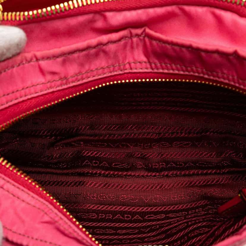 Prada Tessuto Zip Top Crossbody Pink Good condition - Model View