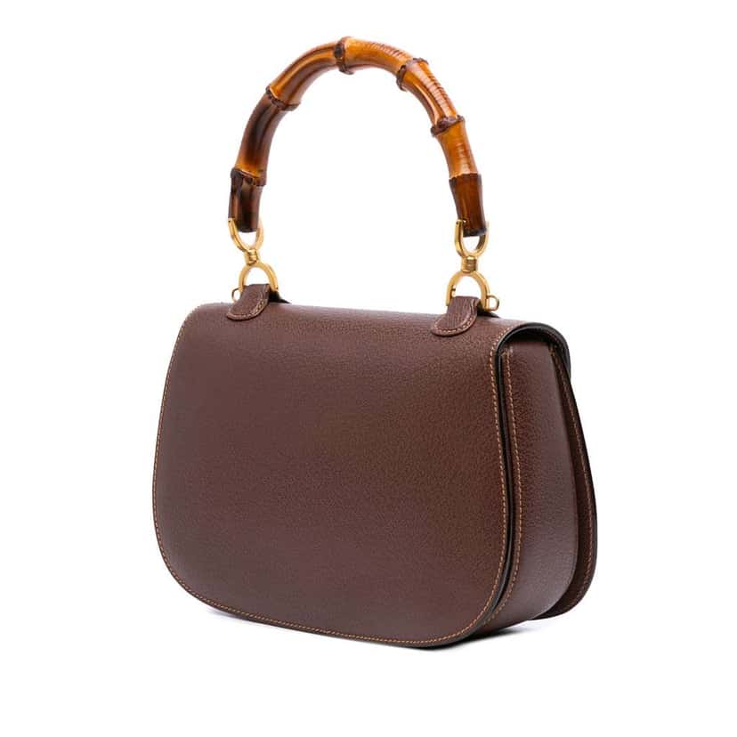 Gucci Grained Calfskin Bamboo Night Brown Leather Good condition - Back View
