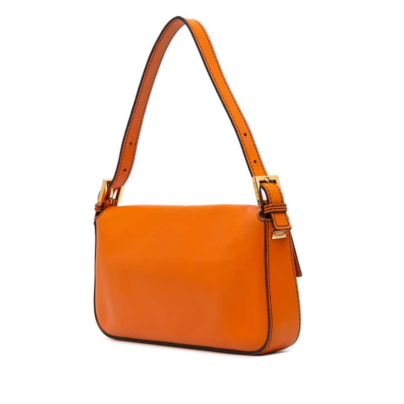 Fendi Leather Baguette Satchel Orange Leather Good condition - Back View
