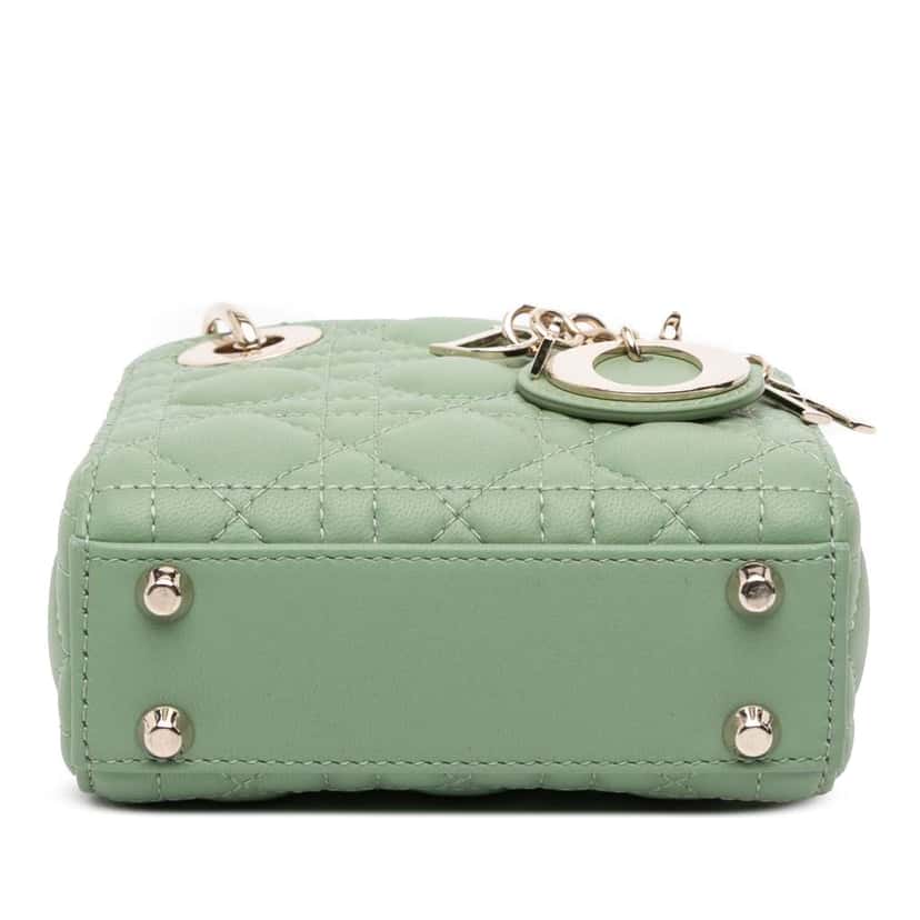 Dior Micro Lambskin Cannage Lady Dior Green Leather Good condition - Inside View