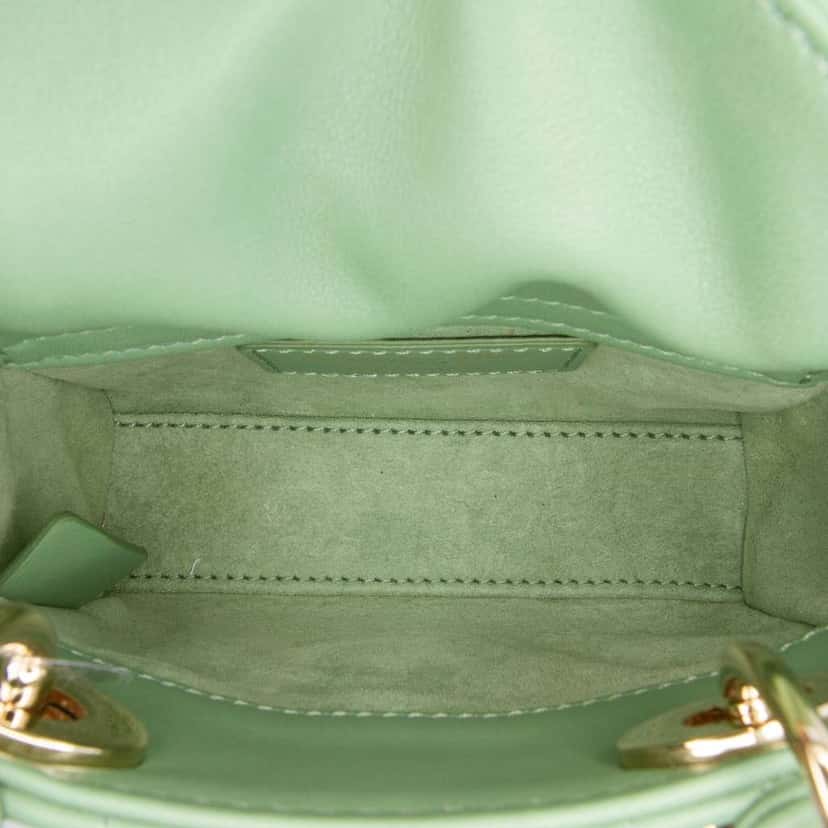 Dior Micro Lambskin Cannage Lady Dior Green Leather Good condition - Model View