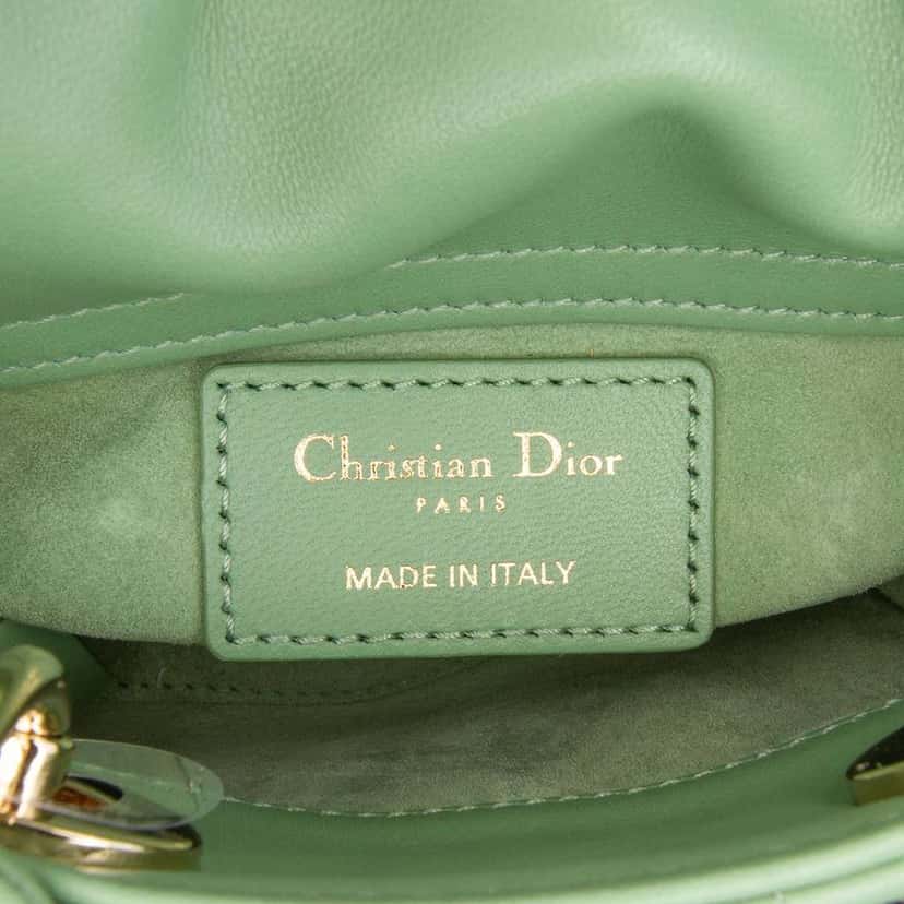 Dior Micro Lambskin Cannage Lady Dior Green Leather Good condition - Box View