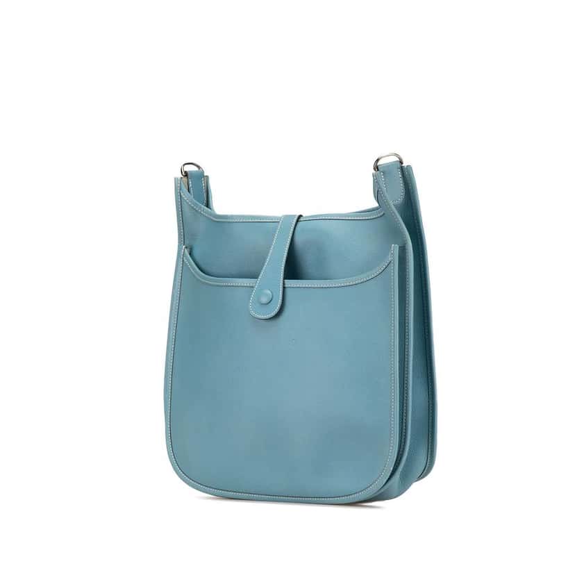 Hermès Clemence Evelyne II PM Blue Leather Good condition - Back View