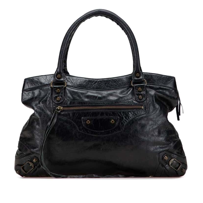 Balenciaga Chevre Motocross Classic Purse Bag Black Leather Good condition - Front View