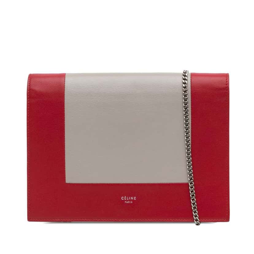 Celine Leather Frame Wallet on Chain Red Leather Very good condition - Front View
