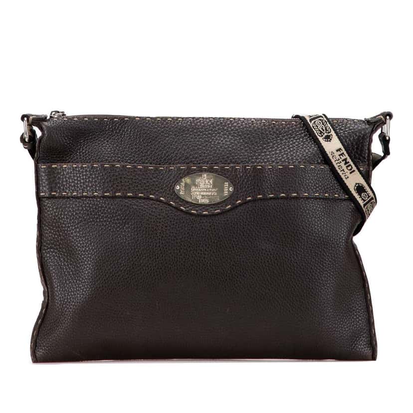 Fendi Leather Selleria Crossbody Brown Leather Good condition - Front View