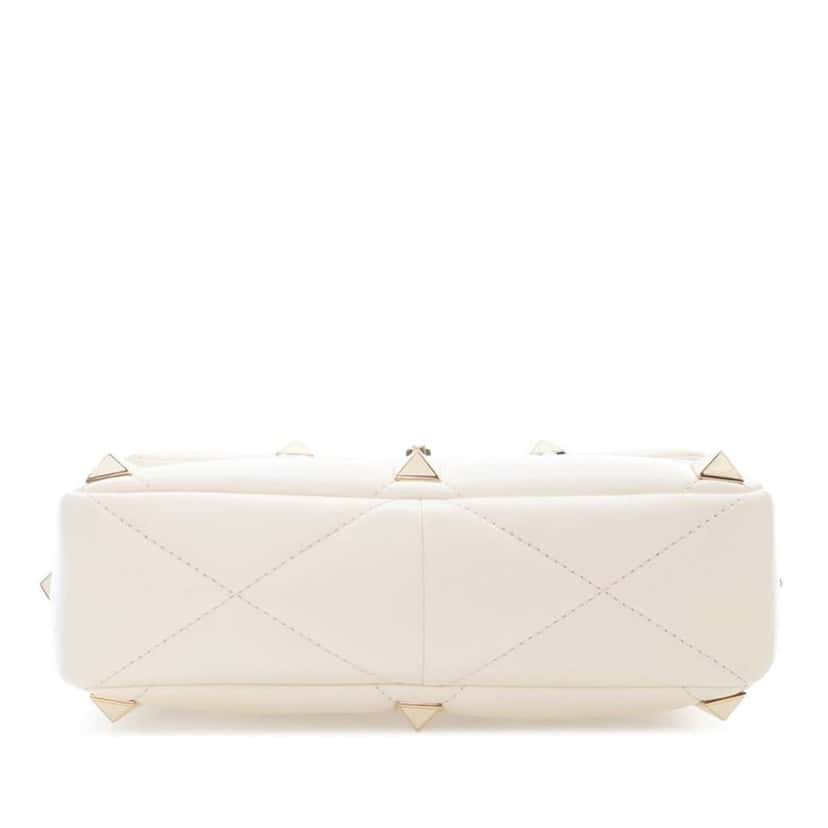 Valentino Large Nappa Roman Stud Satchel White Leather Good condition - Inside View