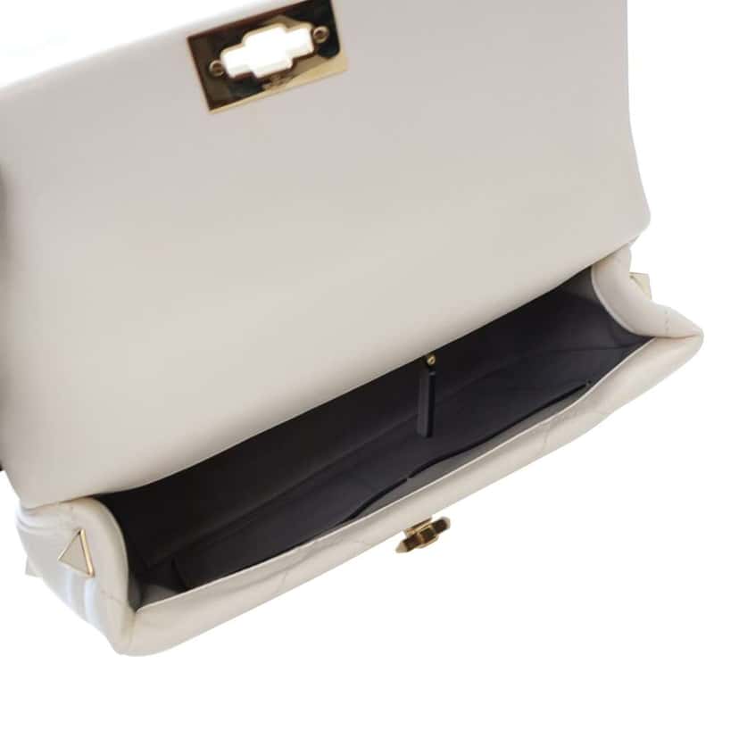 Valentino Large Nappa Roman Stud Satchel White Leather Good condition - Model View