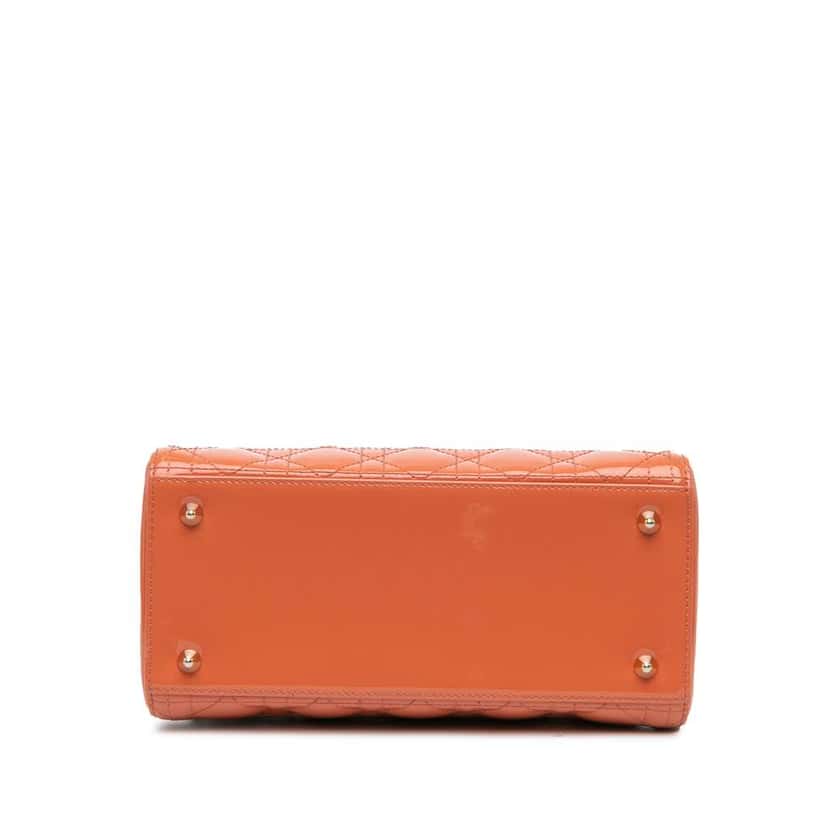 Dior Medium Patent Cannage Lady Dior Orange Leather Very good condition - Inside View