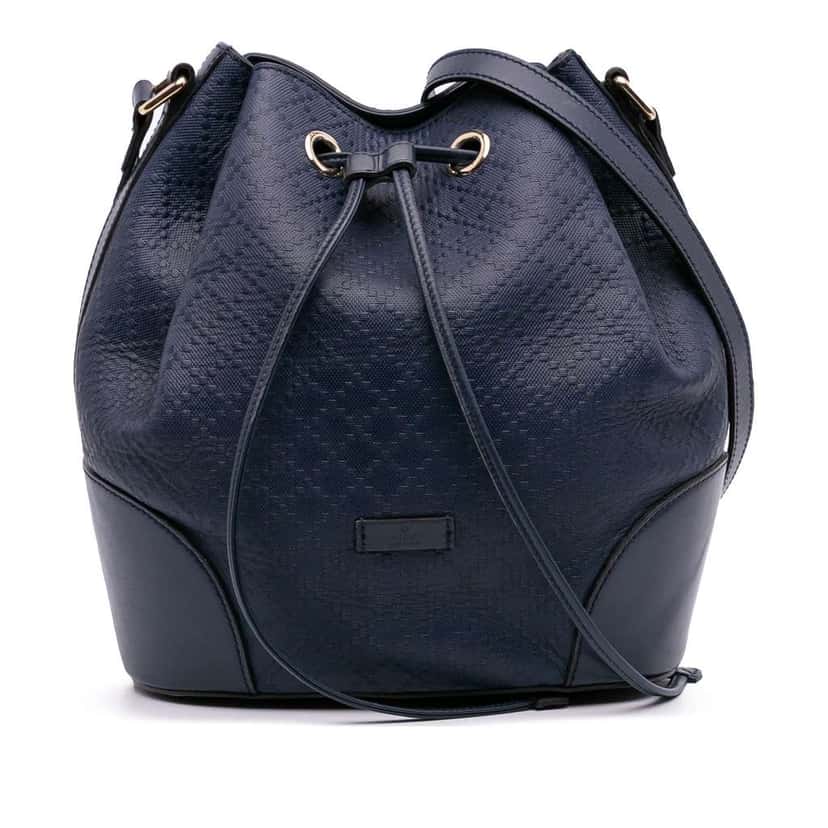 Gucci Medium Calfskin Bright Diamante Bucket Blue Leather Good condition - Front View