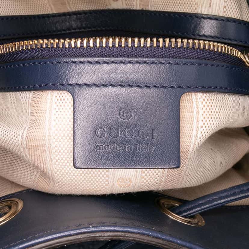 Gucci Medium Calfskin Bright Diamante Bucket Blue Leather Good condition - Box View