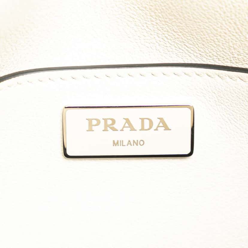 Prada Glace Calf Crossbody White Leather Good condition - Box View