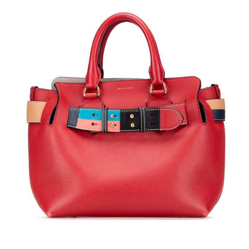 Burberry Small Grained Calfskin Belt Satchel Red Leather Good condition - Front View