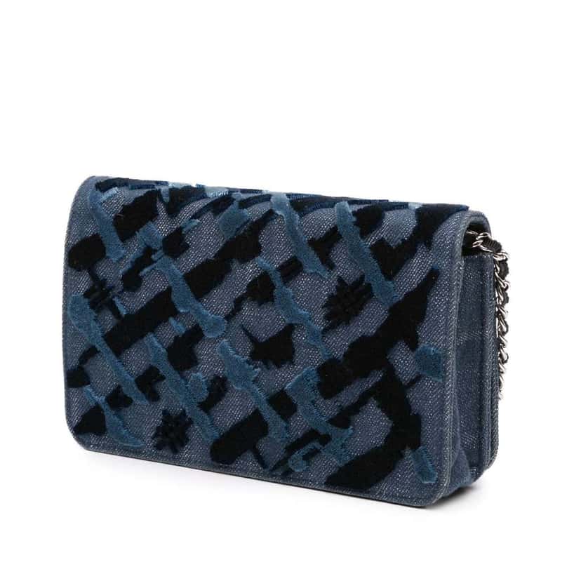Chanel Denim and Velvet Wallet On Chain Blue Denim Good condition - Back View