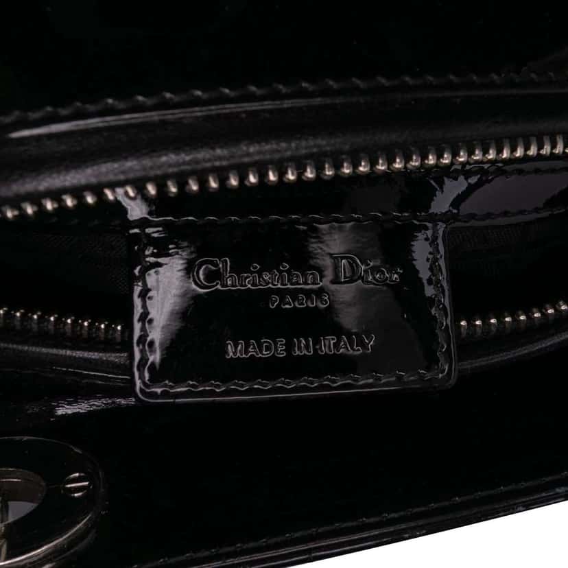 Dior Large Patent Cannage Lady Dior Black Leather Good condition - Box View