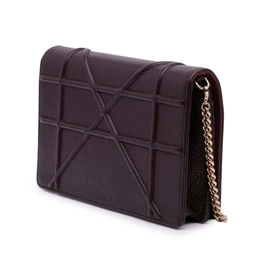 Dior Grained Calfskin Diorama Wallet on Chain Red Leather Good condition - Back View