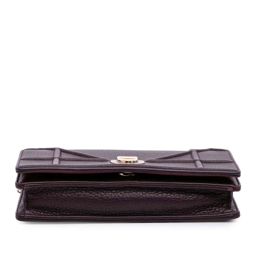 Dior Grained Calfskin Diorama Wallet on Chain Red Leather Good condition - Inside View