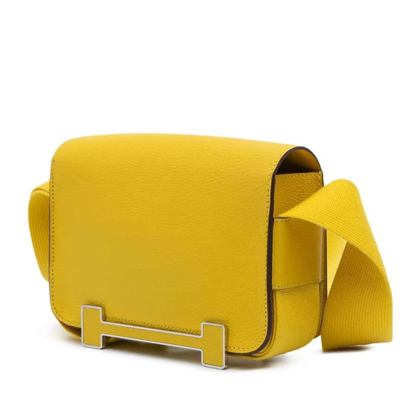 Hermès Chevre Mysore Geta Yellow Leather Good condition - Back View