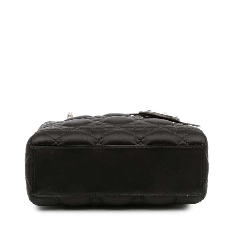 Dior Mini Satin Cannage Swarovski Crystal Lady Dior Black Satin Good condition - Inside View