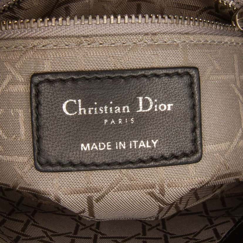 Dior Mini Satin Cannage Swarovski Crystal Lady Dior Black Satin Good condition - Box View