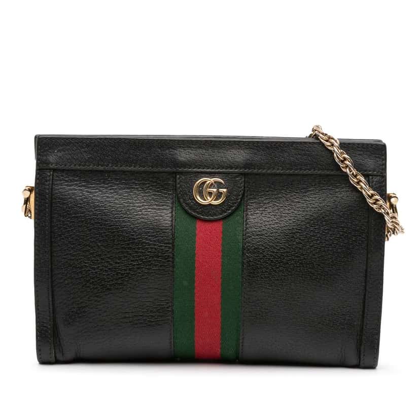 Gucci Small Calfskin Ophidia Chain Crossbody Black Leather Fair condition - Front View