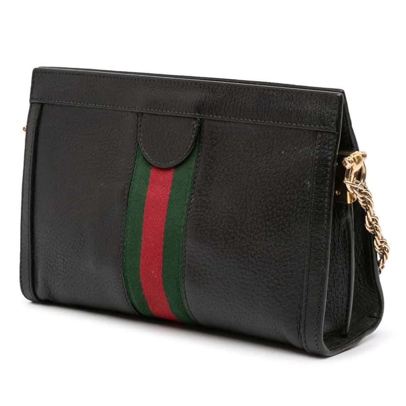 Gucci Small Calfskin Ophidia Chain Crossbody Black Leather Fair condition - Back View