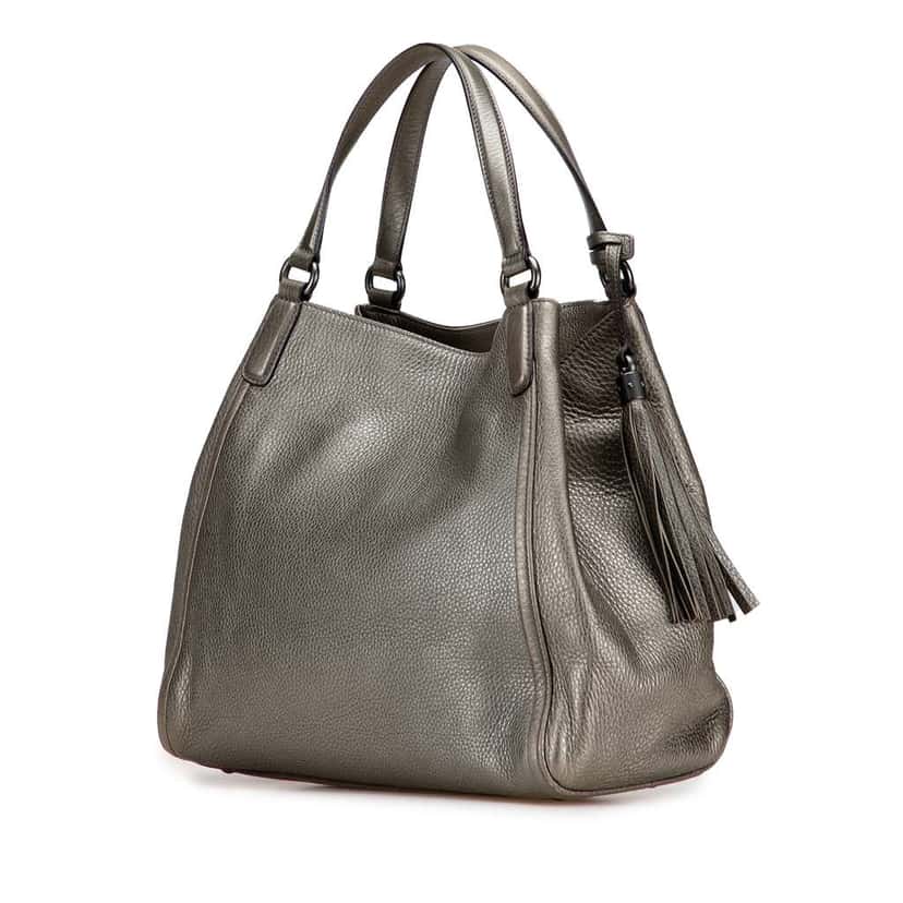 Gucci Medium Metallic Leather Soho Cellarius Tote Grey Leather Good condition - Back View