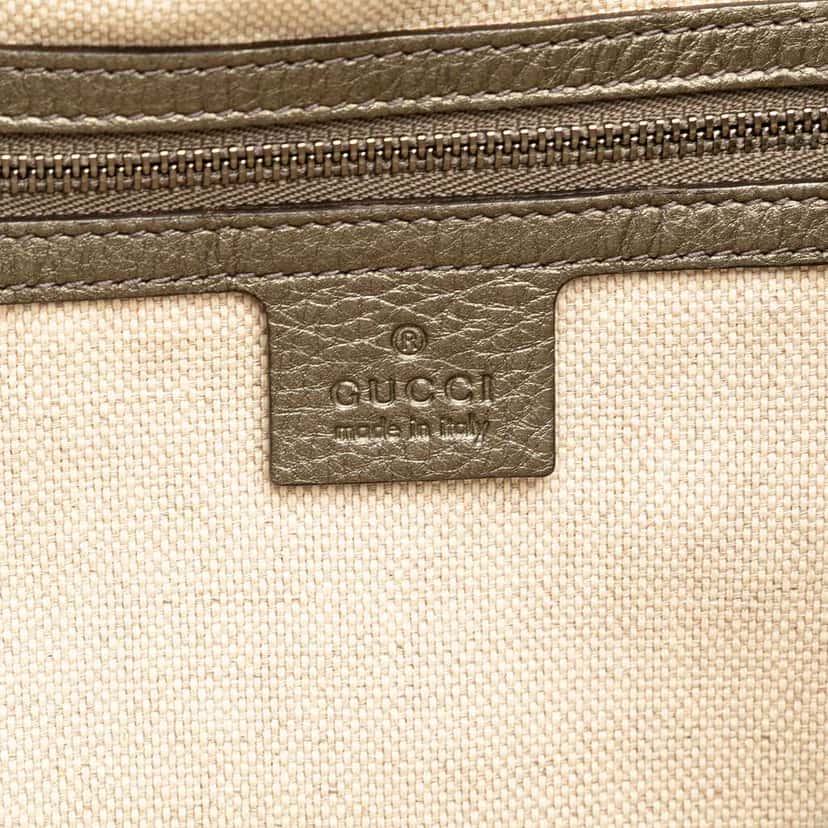 Gucci Medium Metallic Leather Soho Cellarius Tote Grey Leather Good condition - Box View