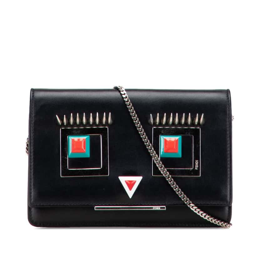 Fendi Leather Hypnoteyes Wallet on Chain Black Leather Good condition - Front View