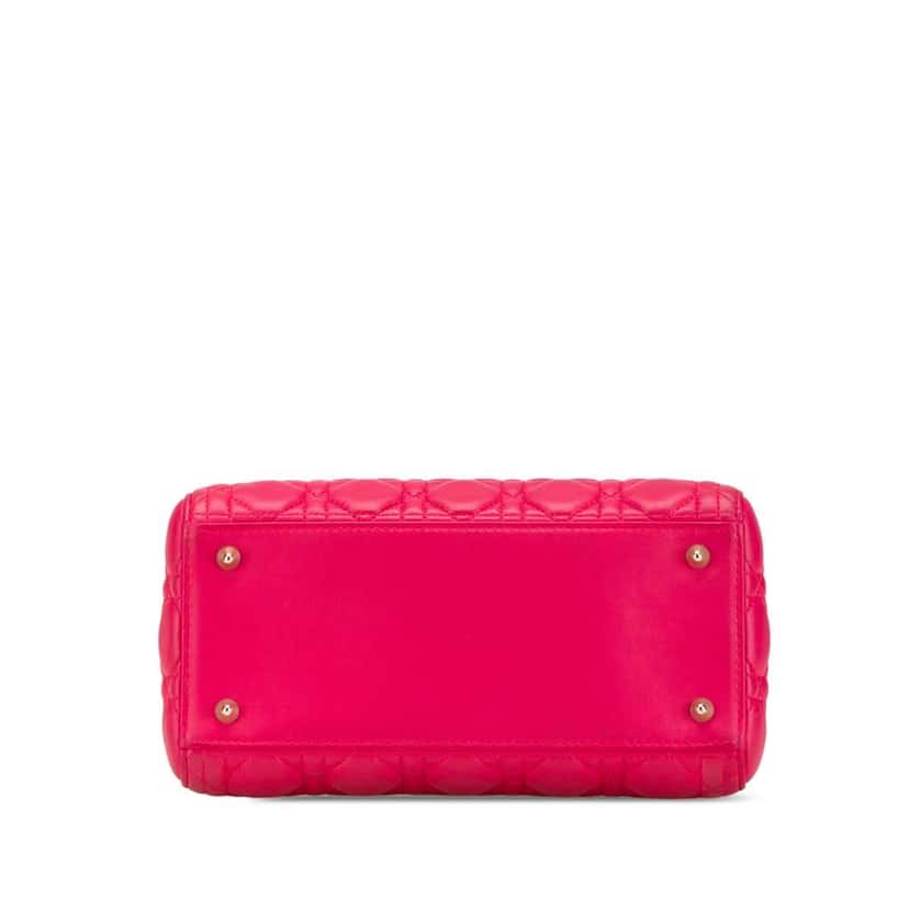 Dior Medium Lambskin Cannage Lady Dior Pink Leather Good condition - Inside View