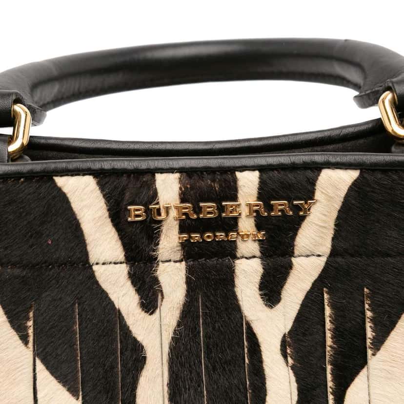 Burberry Prorsum Animal Printed Pony Hair and Leather Fringe Bucket Bag Black Good condition - Box View