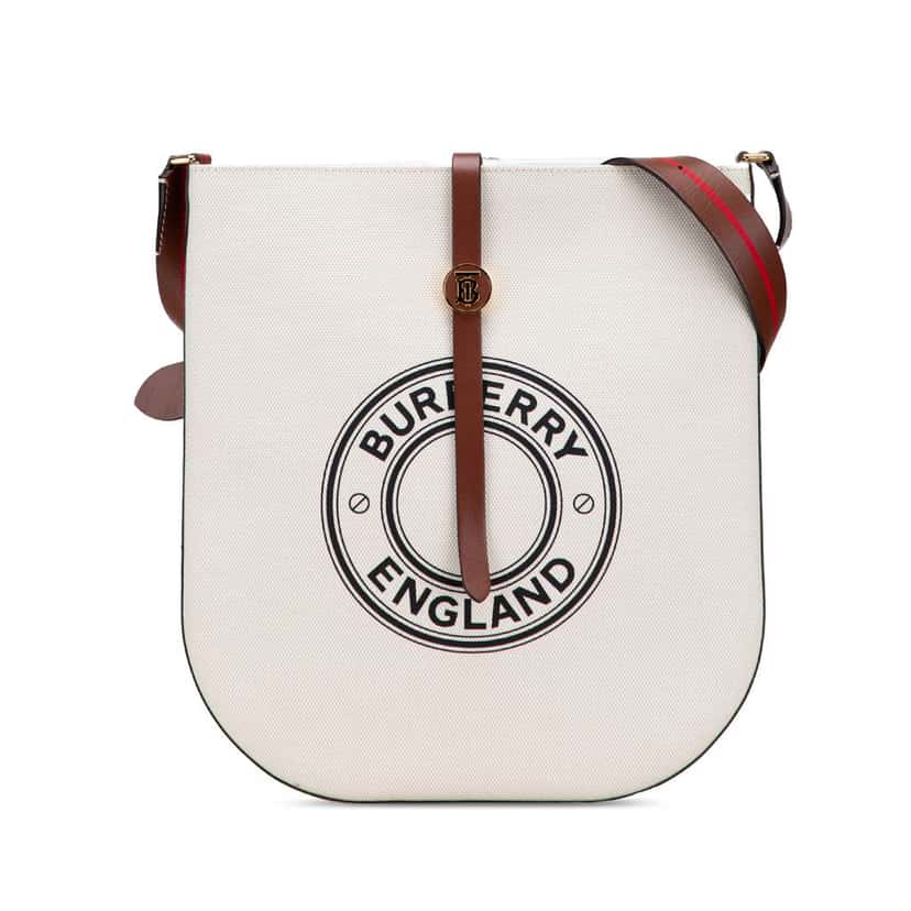 Burberry Printed Canvas Logo Anne Crossbody White Canvas Good condition - Front View