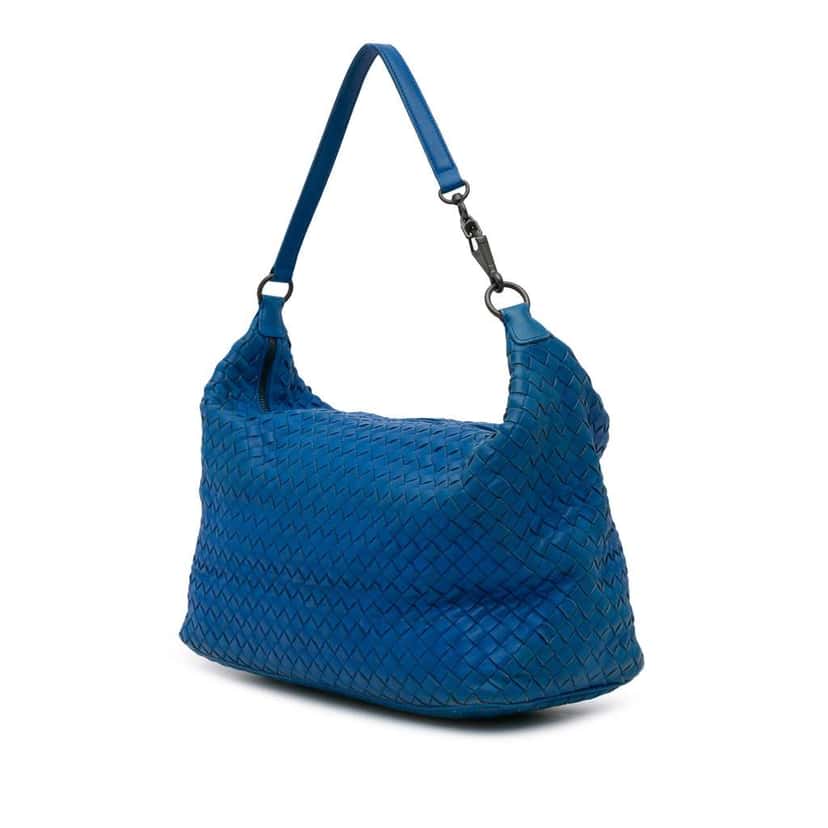 Bottega Veneta Nappa Intrecciato Shoulder Bag Blue Leather Good condition - Back View