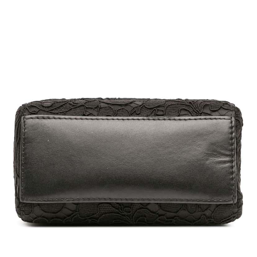 Dolce & Gabbana Silk and Lace Crystal Embellished DG Flap Satchel Black Silk Good condition - Inside View