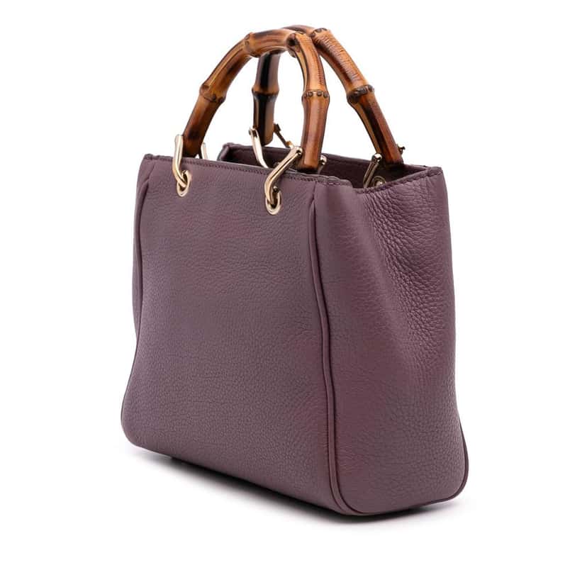 Gucci Mini Calfskin Bamboo Shopper Satchel Purple Leather Good condition - Back View
