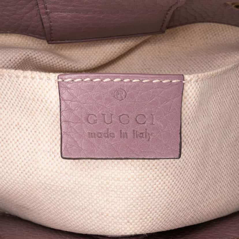 Gucci Mini Calfskin Bamboo Shopper Satchel Purple Leather Good condition - Box View