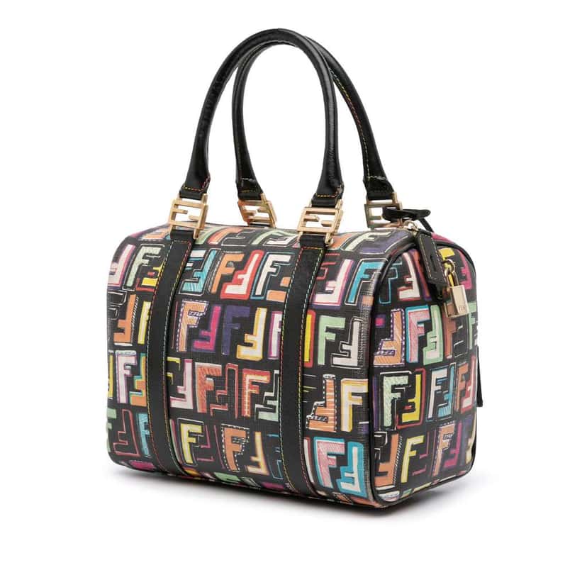 Fendi Multicolor Zucca Spalmati Forever Boston Bag Black Canvas Good condition - Back View