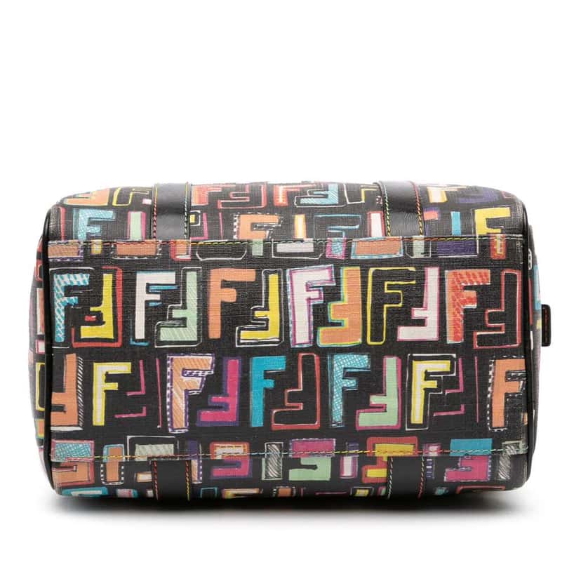 Fendi Multicolor Zucca Spalmati Forever Boston Bag Black Canvas Good condition - Inside View