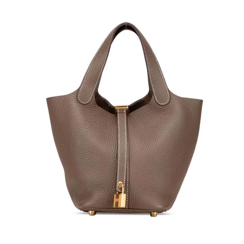 Hermès Clemence Picotin Lock 18 Brown Leather Good condition - Front View