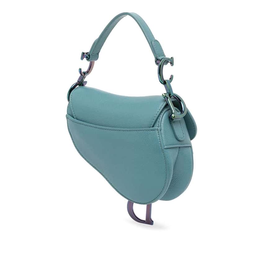 Dior Micro Goatskin Saddle Bag Blue Leather Very good condition - Back View