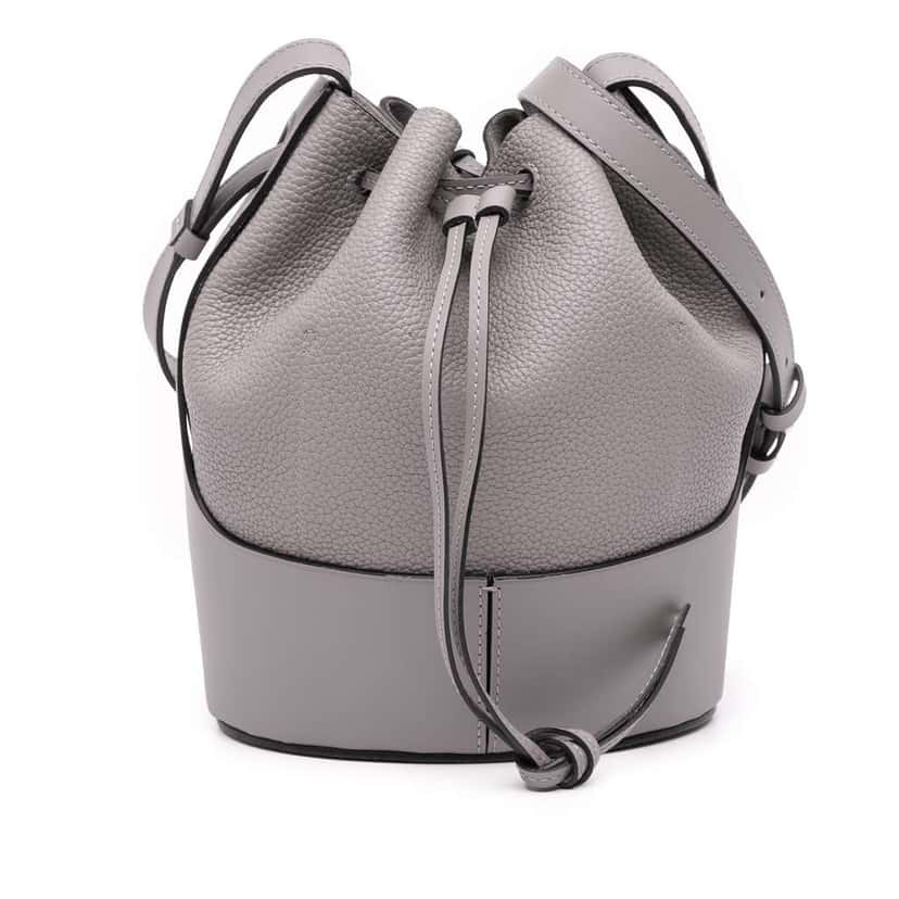Loewe Medium Leather Balloon Bucket Bag Grey Leather Good condition - Front View