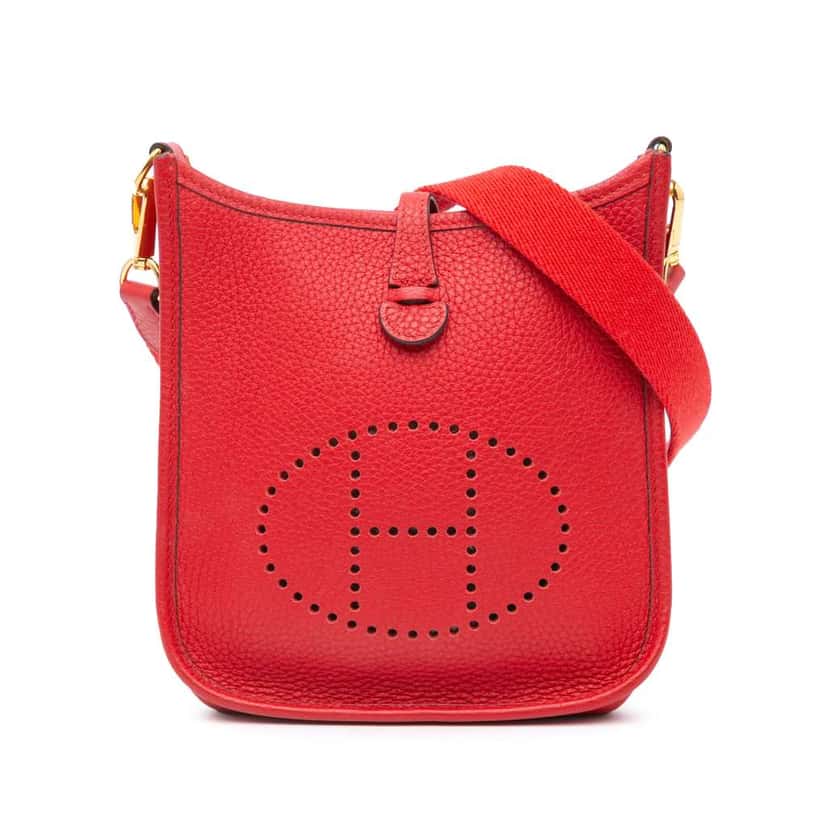 Hermès Clemence Evelyne TPM Red Leather Good condition - Front View