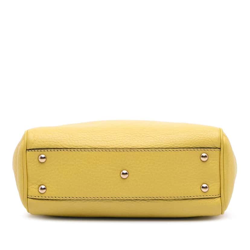 Gucci Mini Calfskin Bamboo Shopper Satchel Yellow Leather Good condition - Inside View