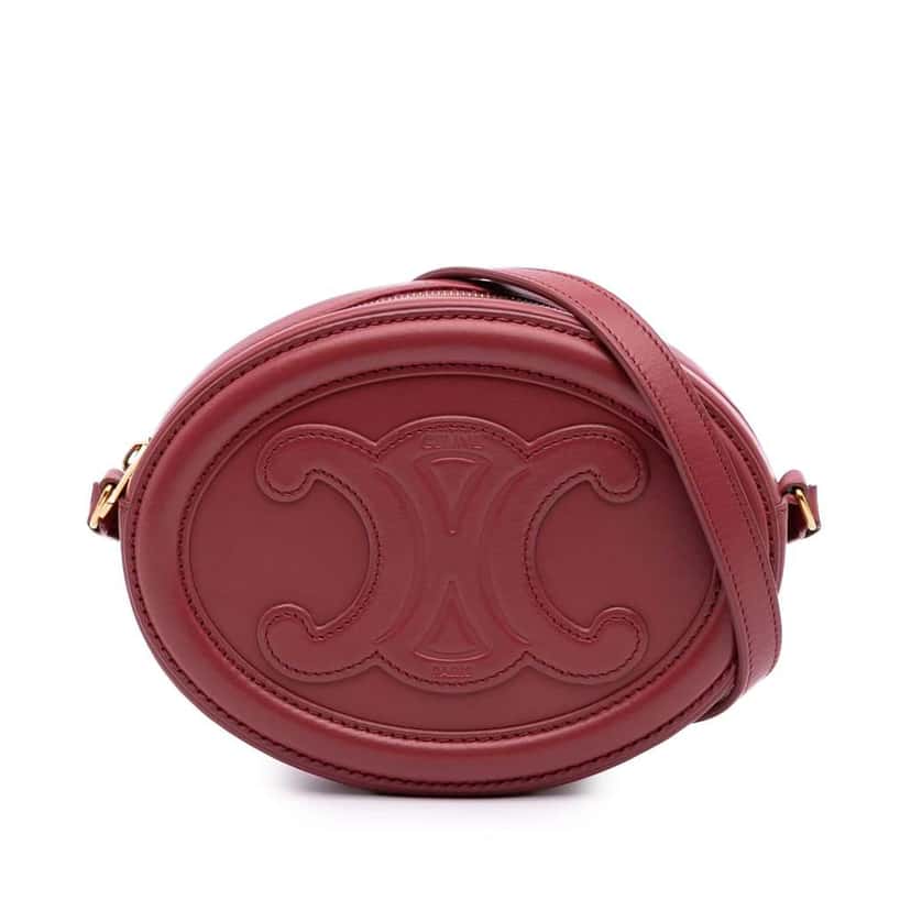 Celine Small Calfskin Cuir Triomphe Oval Crossbody Red Leather Good condition - Front View