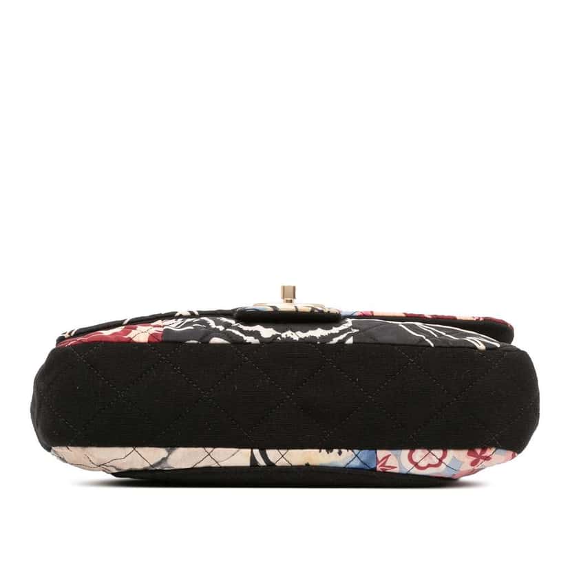 Chanel Medium Printed Nylon and Jersey Patchwork Single Flap Black Good condition - Inside View