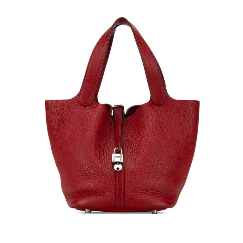 Hermès Clemence Picotin Lock 22 Red Leather Good condition - Front View